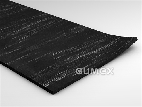Gummi-Bodenbelag GW CIVI, 3mm, Breite 1250mm, 85°ShA, SBR, glattes Muster, -20°C/+60°C, schwarz, 